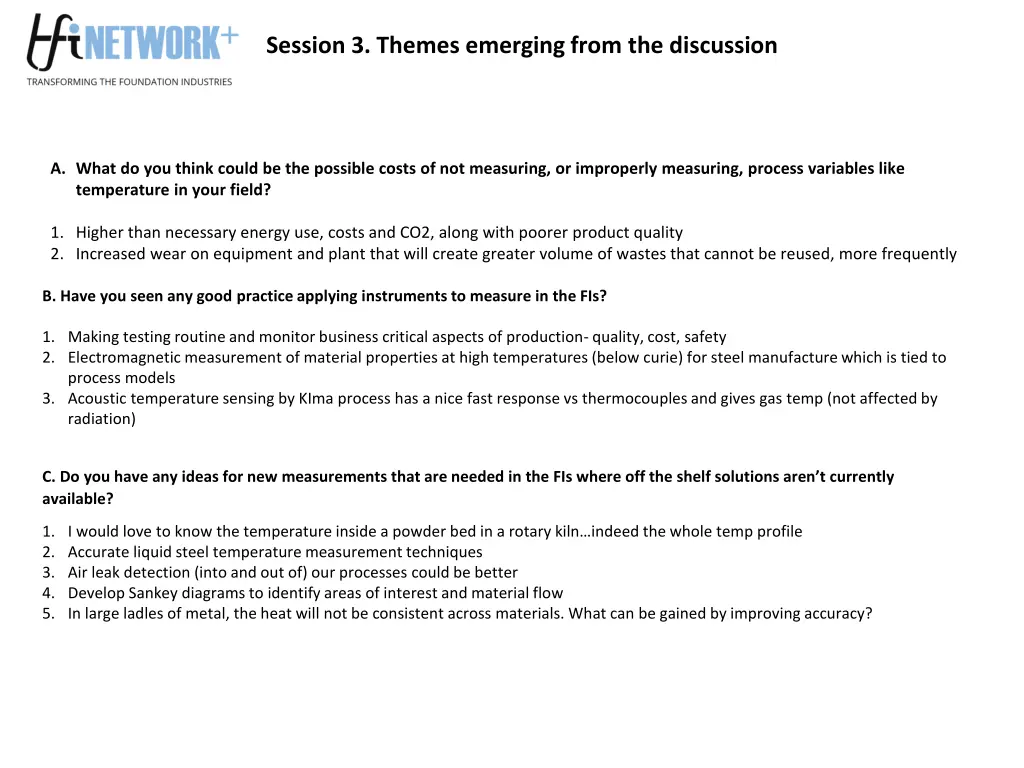 session 3 themes emerging from the discussion