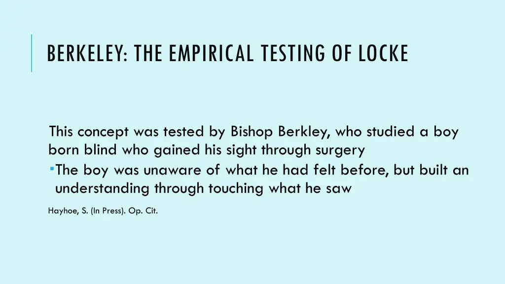 berkeley the empirical testing of locke