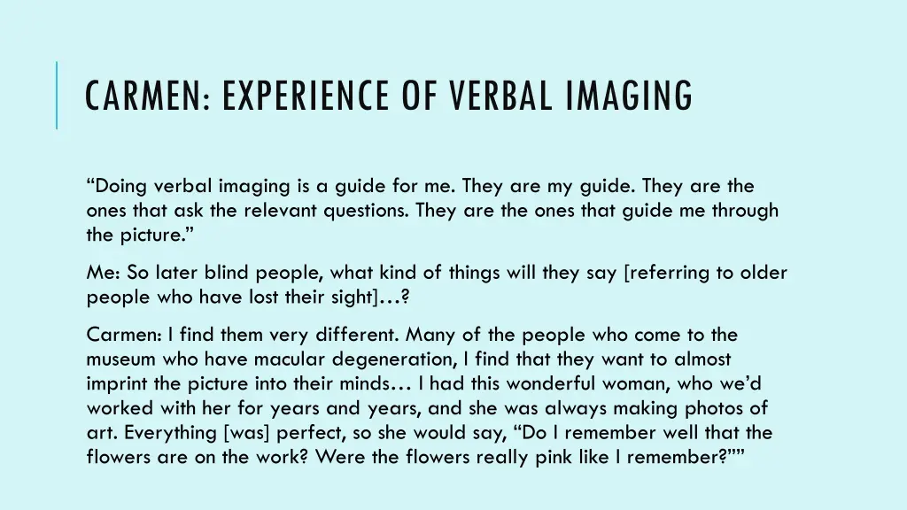 carmen experience of verbal imaging