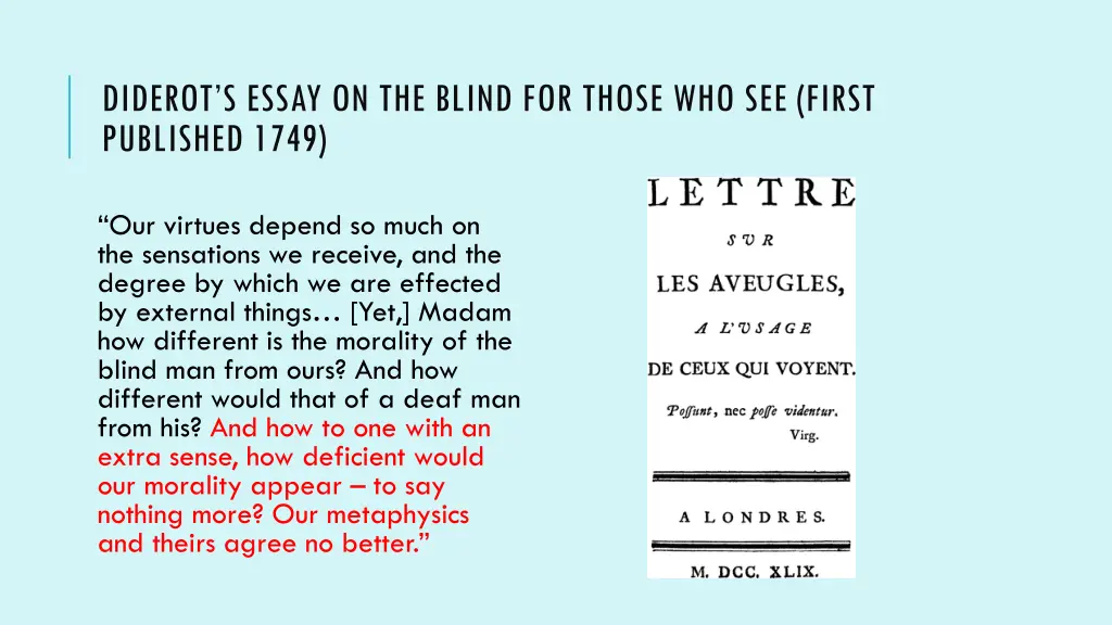 diderot s essay on the blind for those