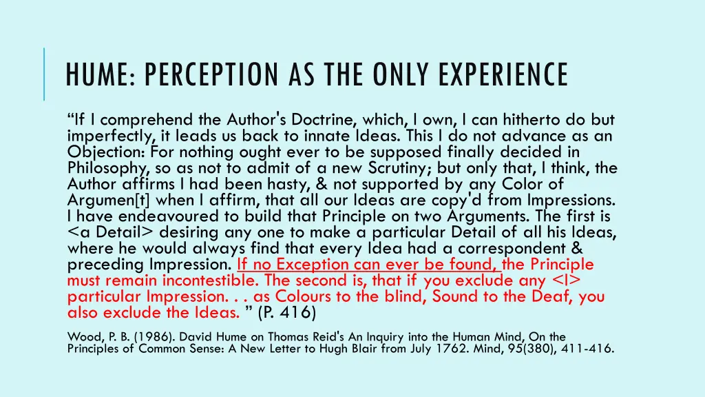 hume perception as the only experience