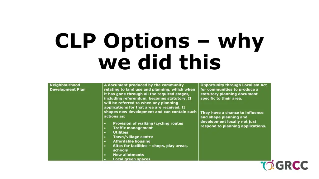 clp options why we did this