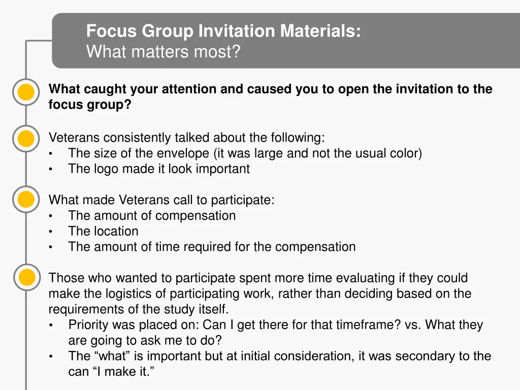 focus group invitation materials what matters most