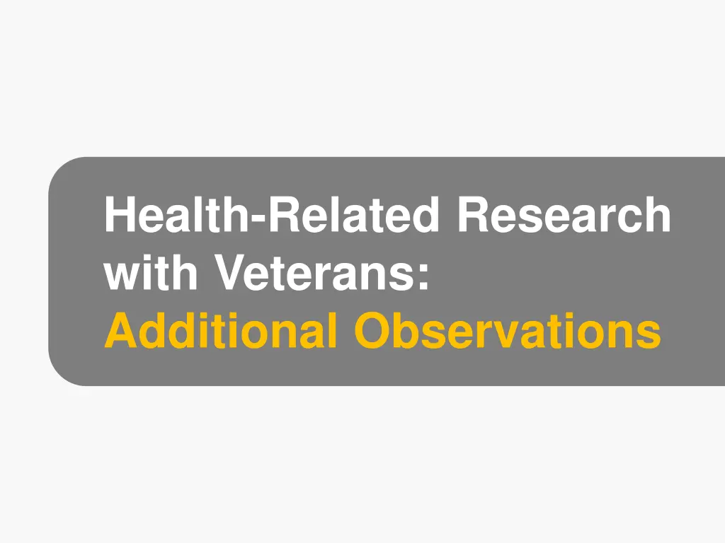 health related research with veterans additional