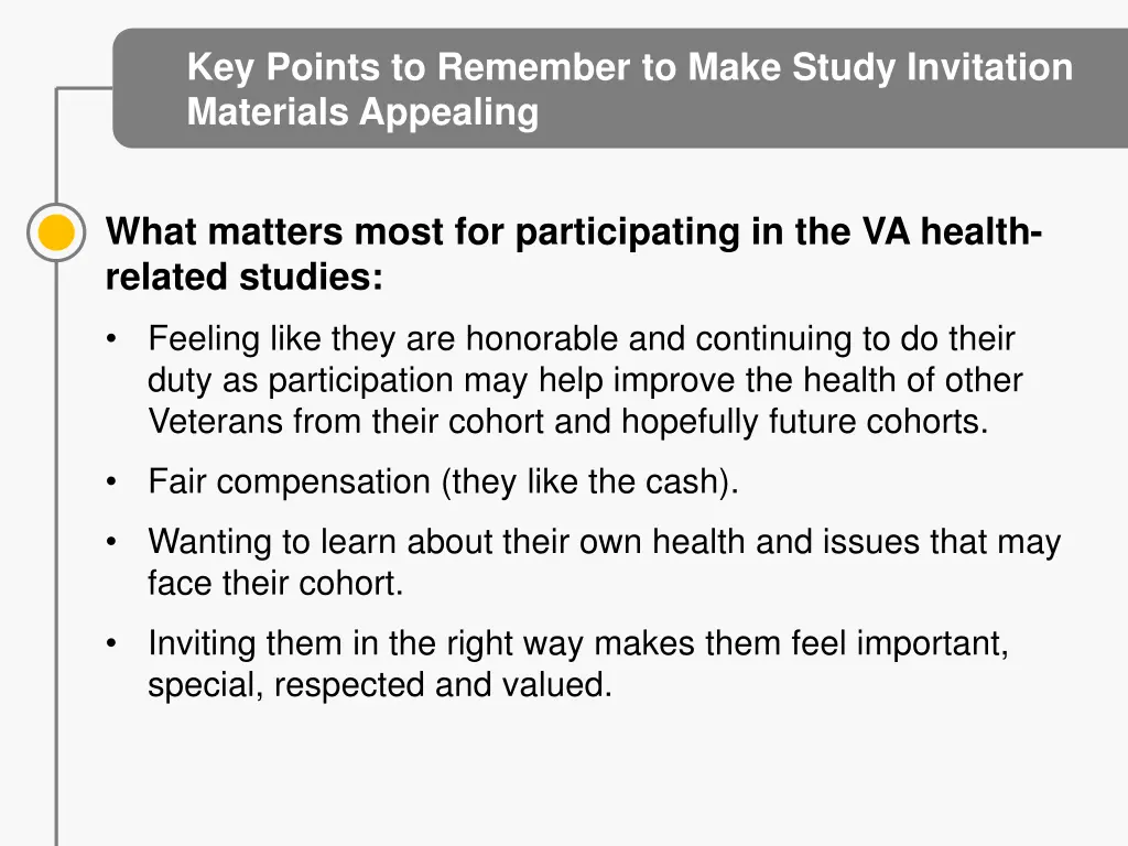 key points to remember to make study invitation