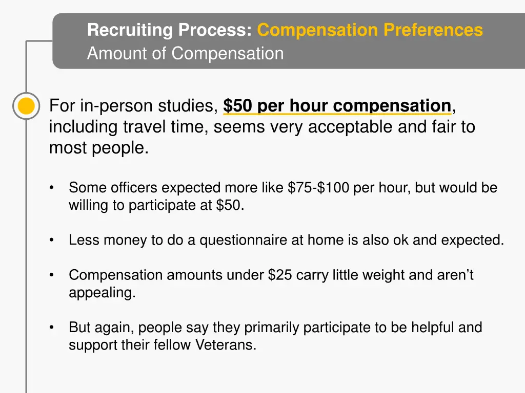 recruiting process compensation preferences