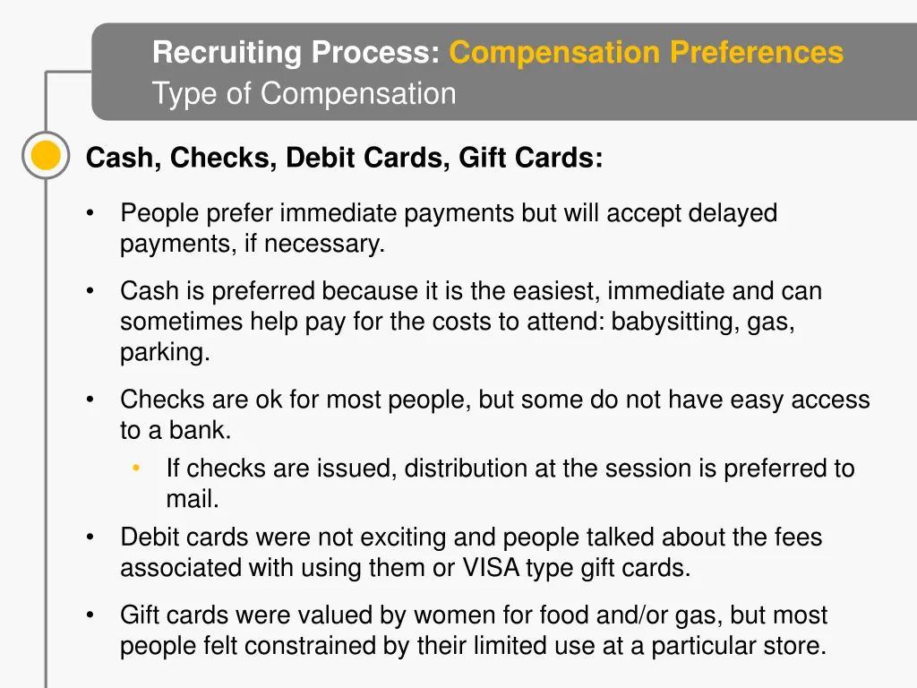 recruiting process compensation preferences type