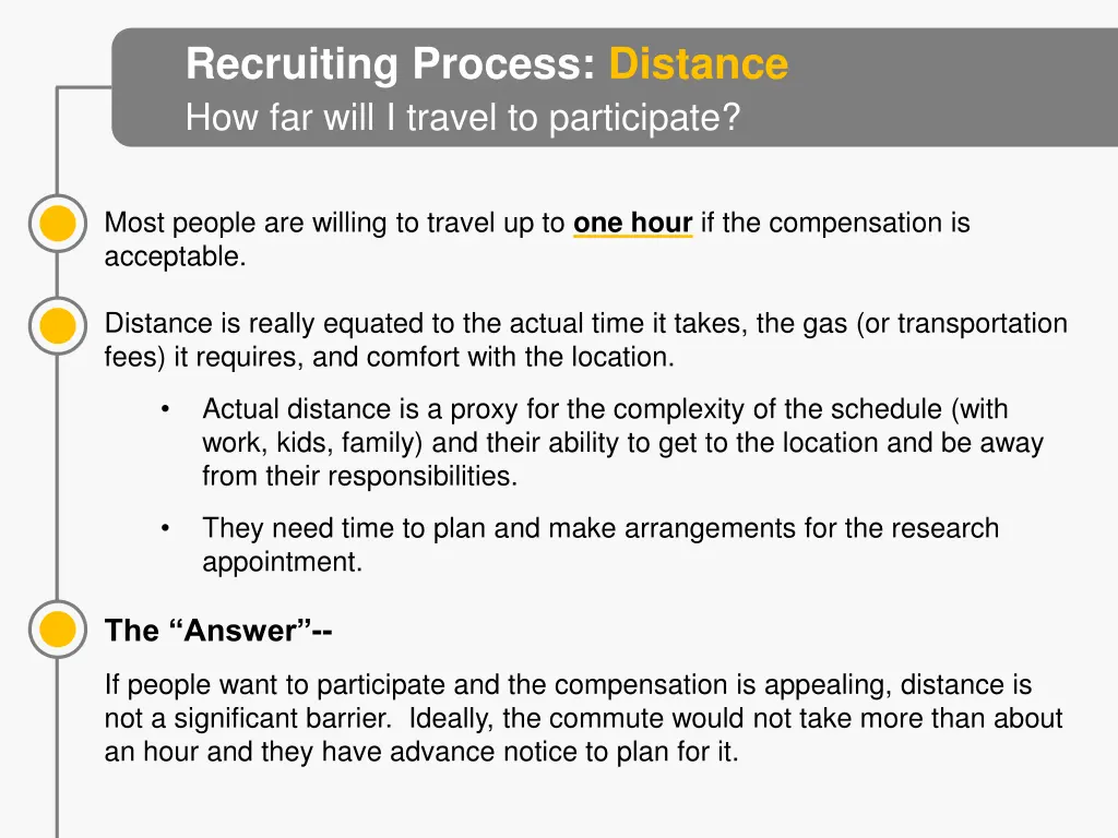 recruiting process distance how far will i travel