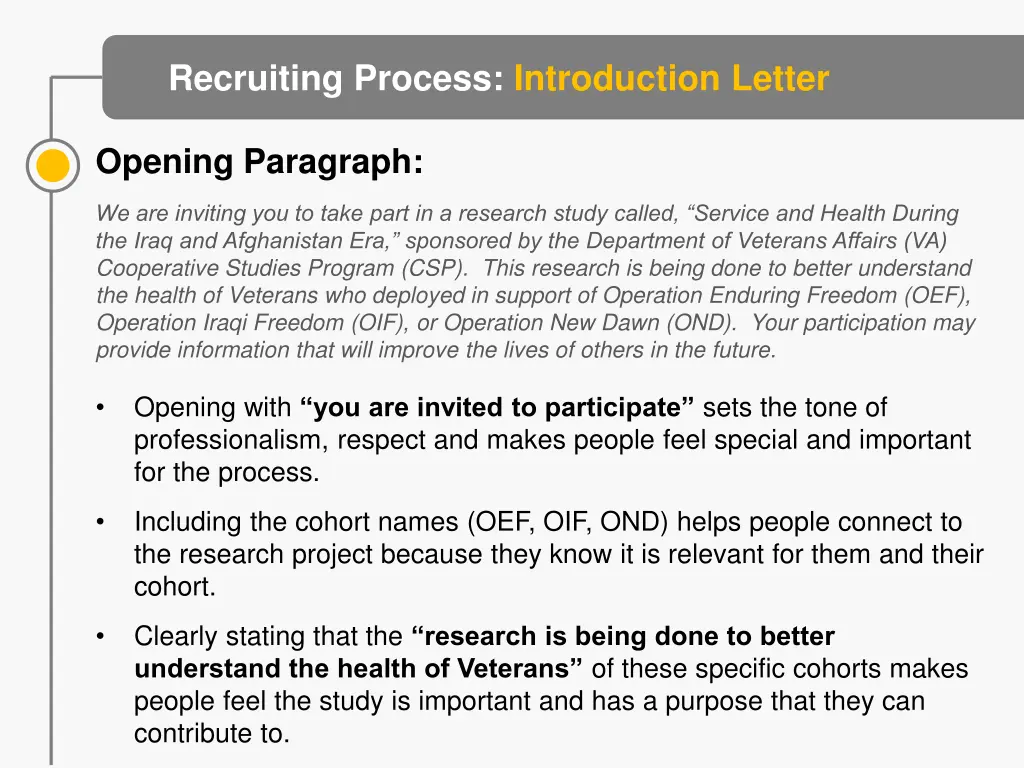 recruiting process introduction letter