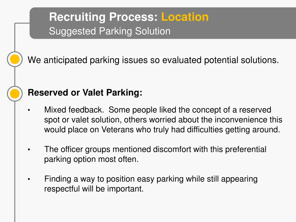 recruiting process location suggested parking