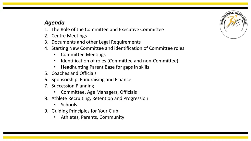 agenda 1 the role of the committee and executive