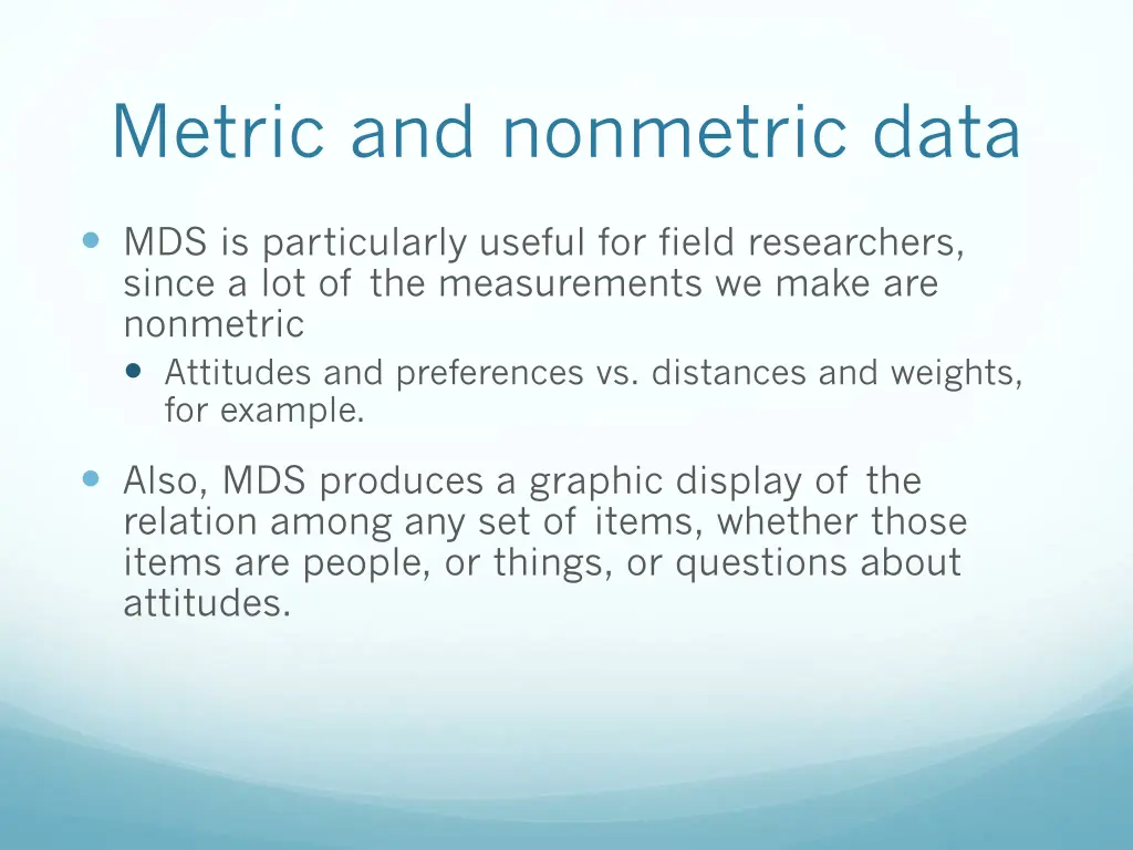 metric and nonmetric data