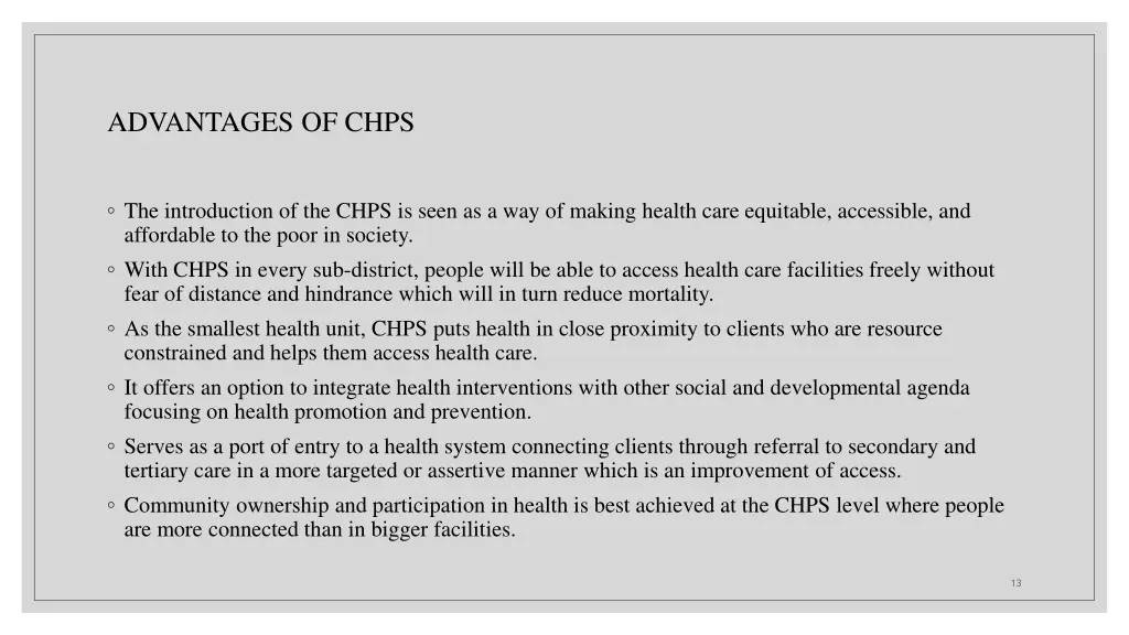 advantages of chps