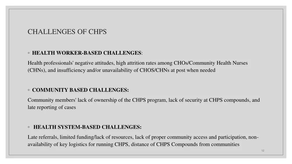 challenges of chps