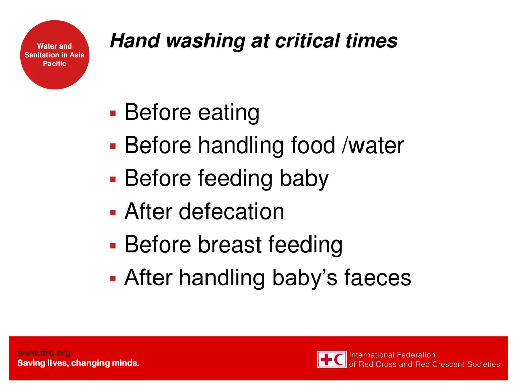 hand washing at critical times