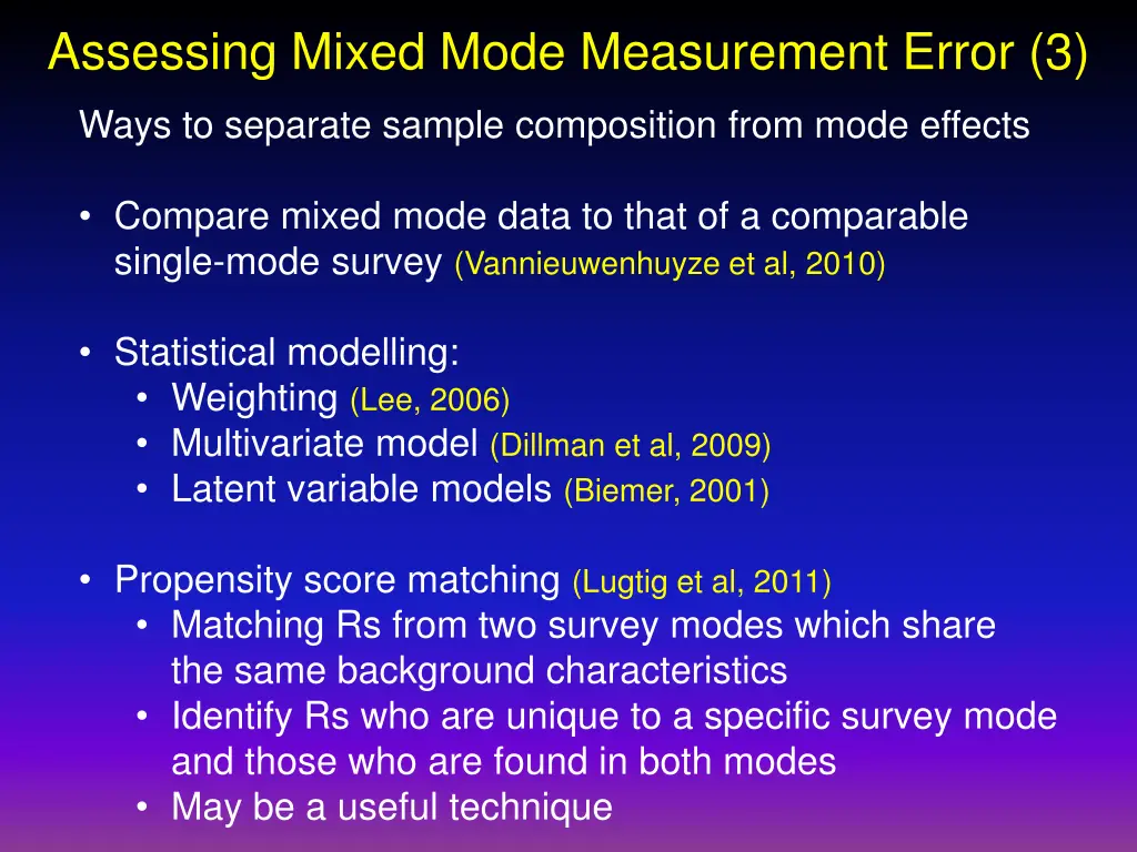 assessing mixed mode measurement error 3