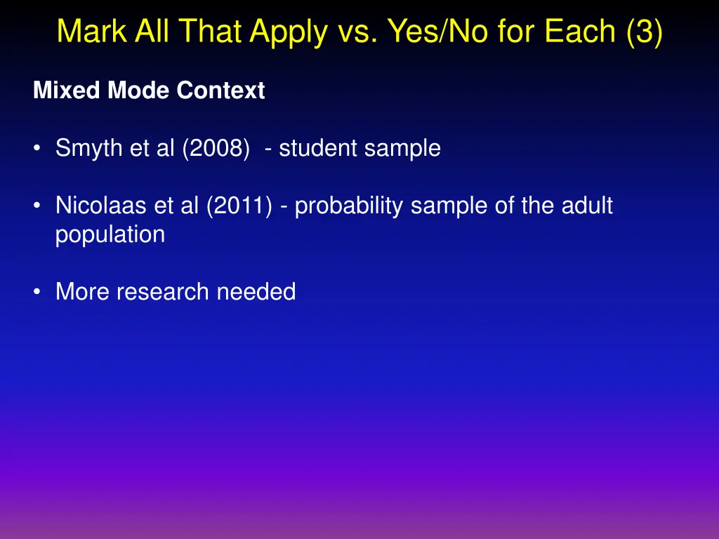 mark all that apply vs yes no for each 3