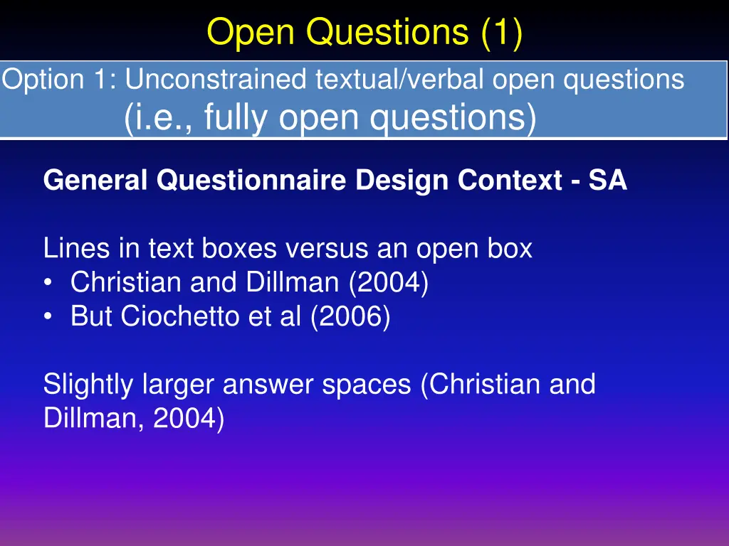 open questions 1