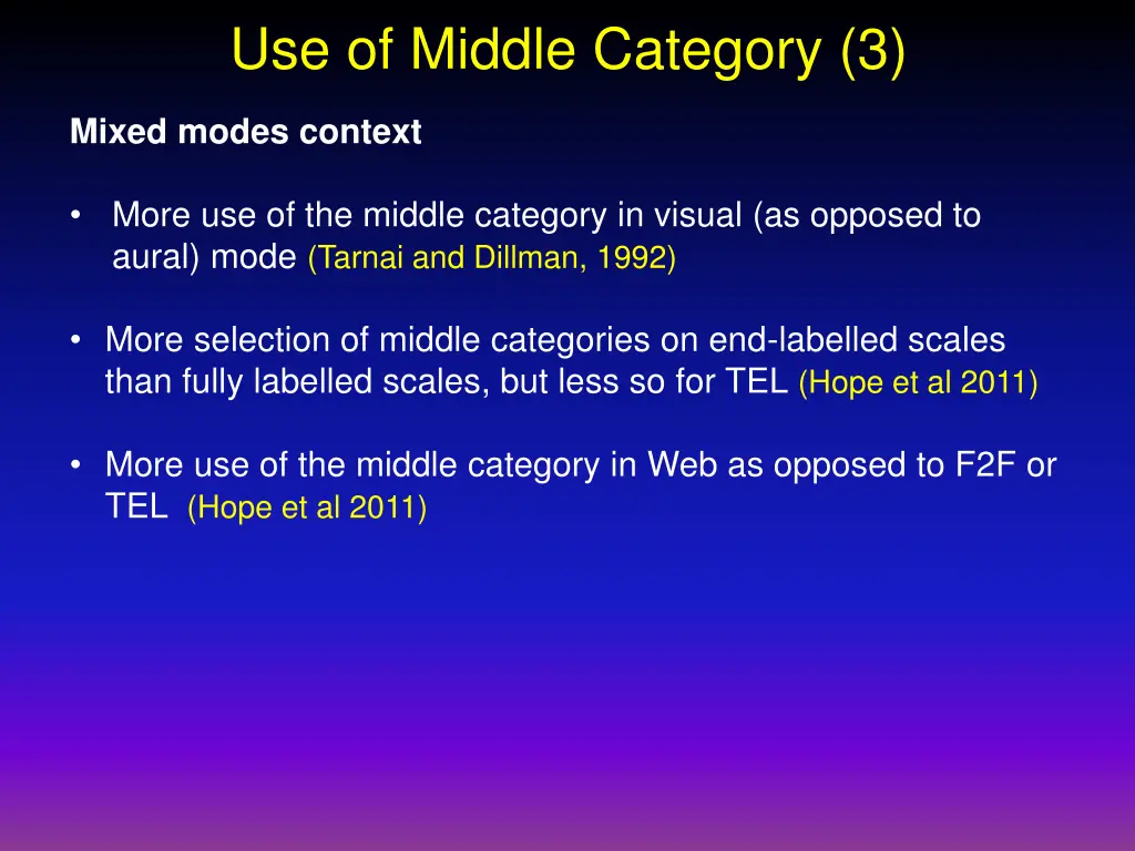 use of middle category 3