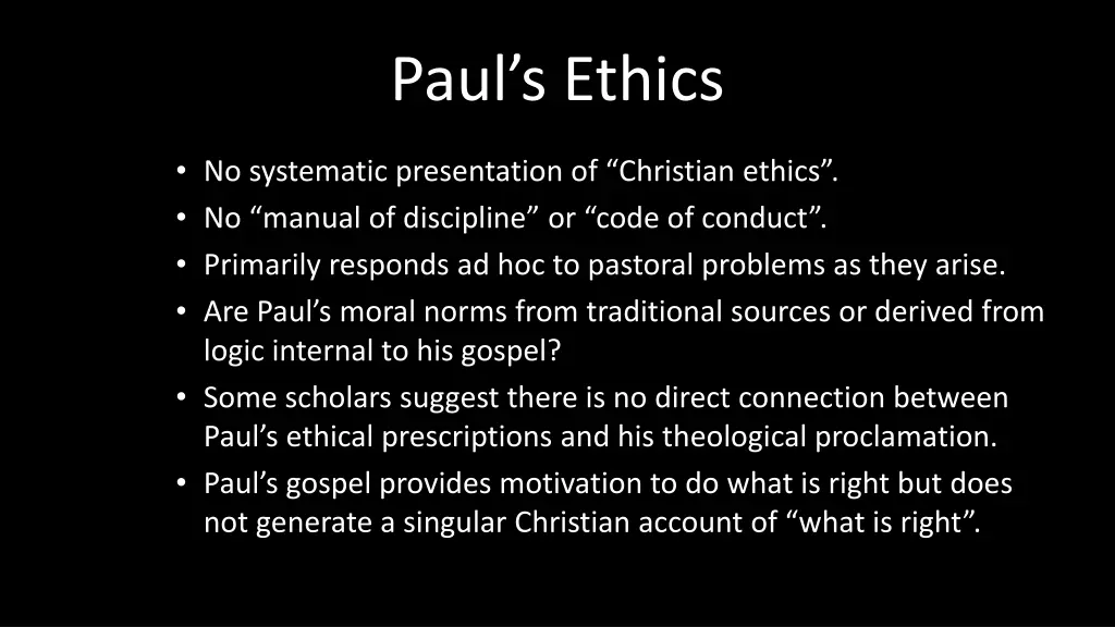 paul s ethics