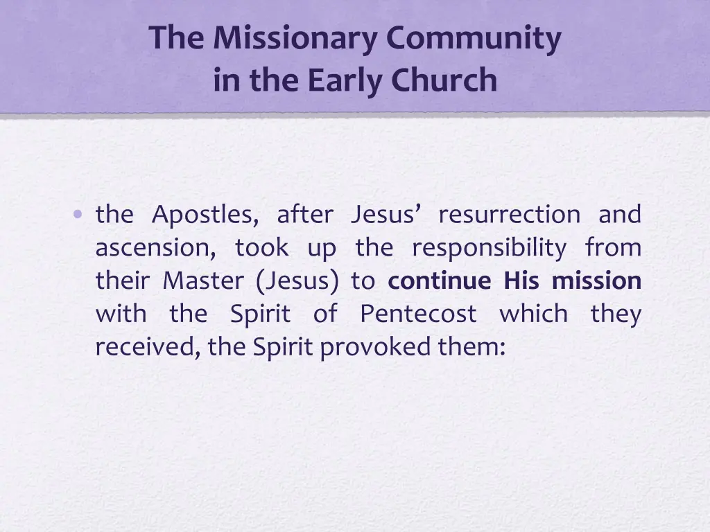 the missionary community in the early church 1