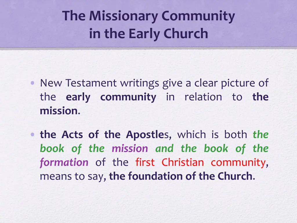 the missionary community in the early church