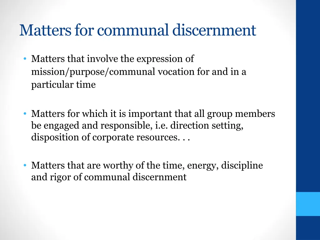 matters for communal discernment