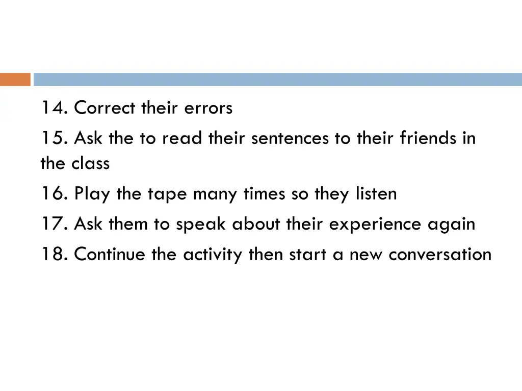 14 correct their errors 15 ask the to read their