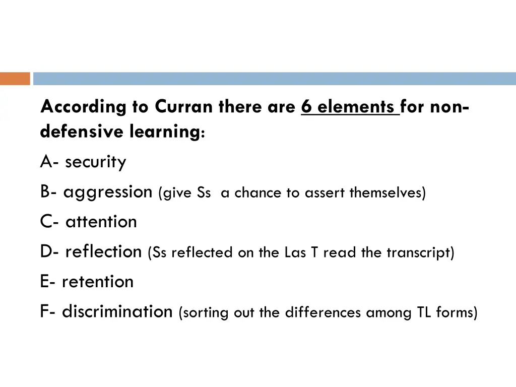 according to curran there are 6 elements