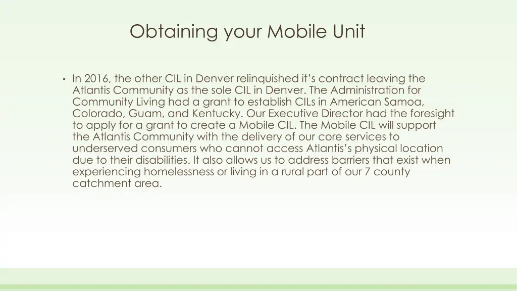 obtaining your mobile unit