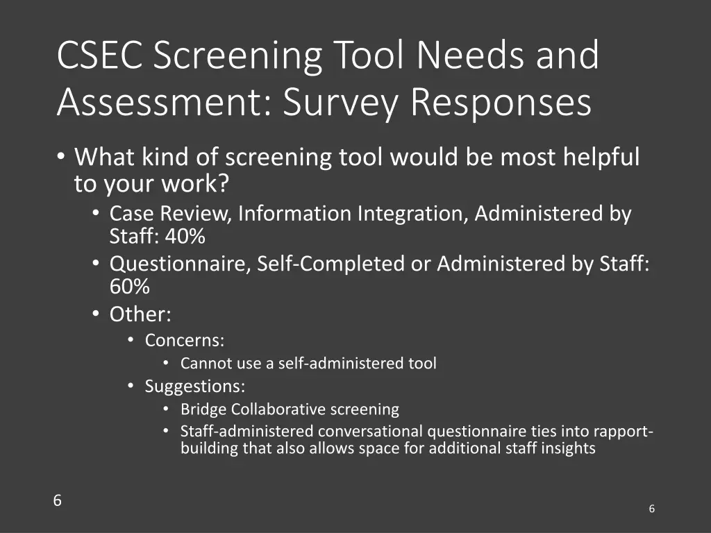 csec screening tool needs and assessment survey 1