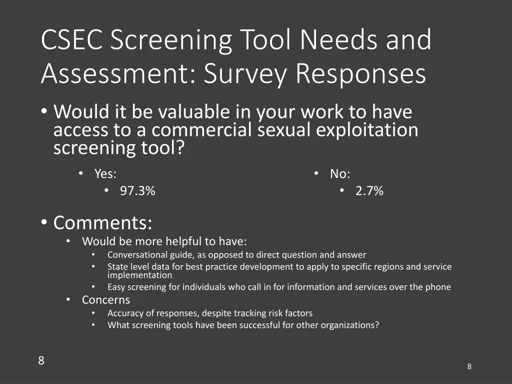 csec screening tool needs and assessment survey 3