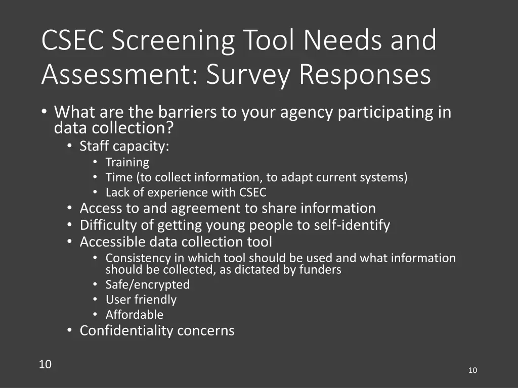 csec screening tool needs and assessment survey 5