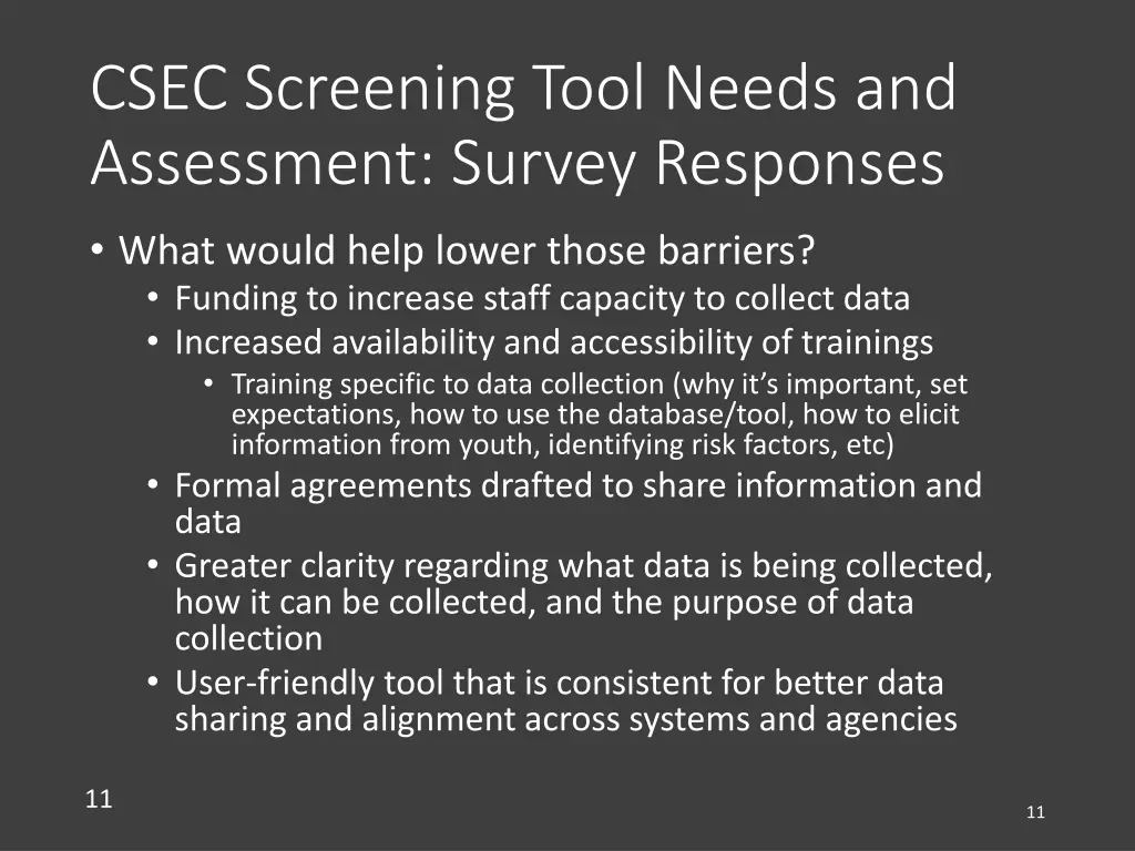 csec screening tool needs and assessment survey 6