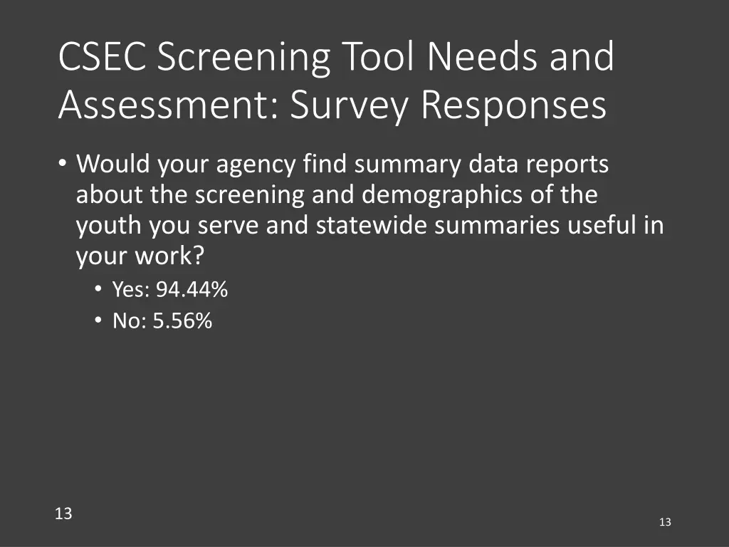 csec screening tool needs and assessment survey 8