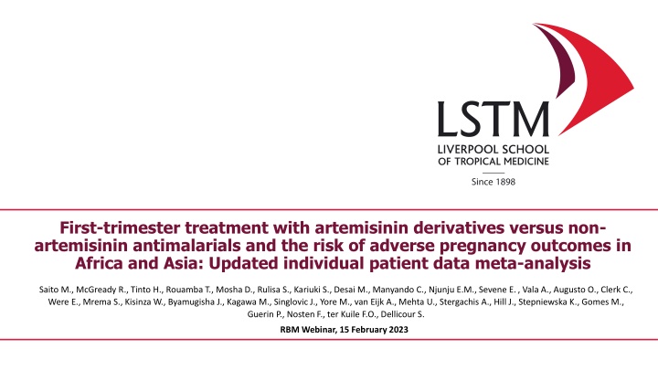 first trimester treatment with artemisinin