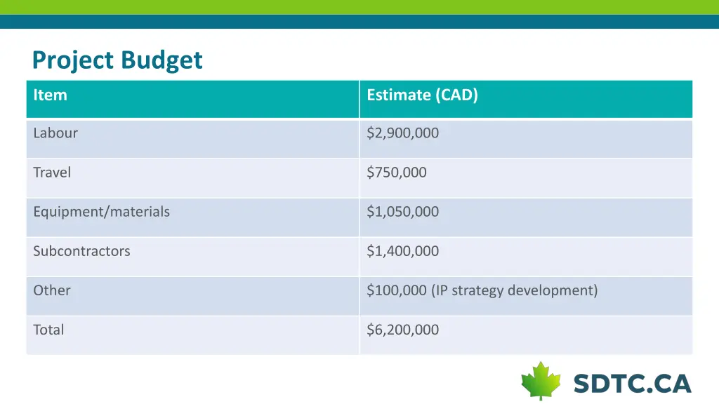 project budget