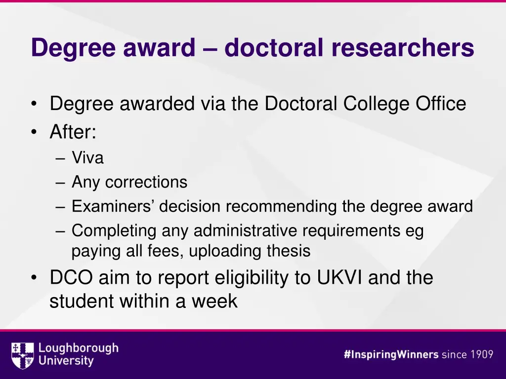 degree award doctoral researchers