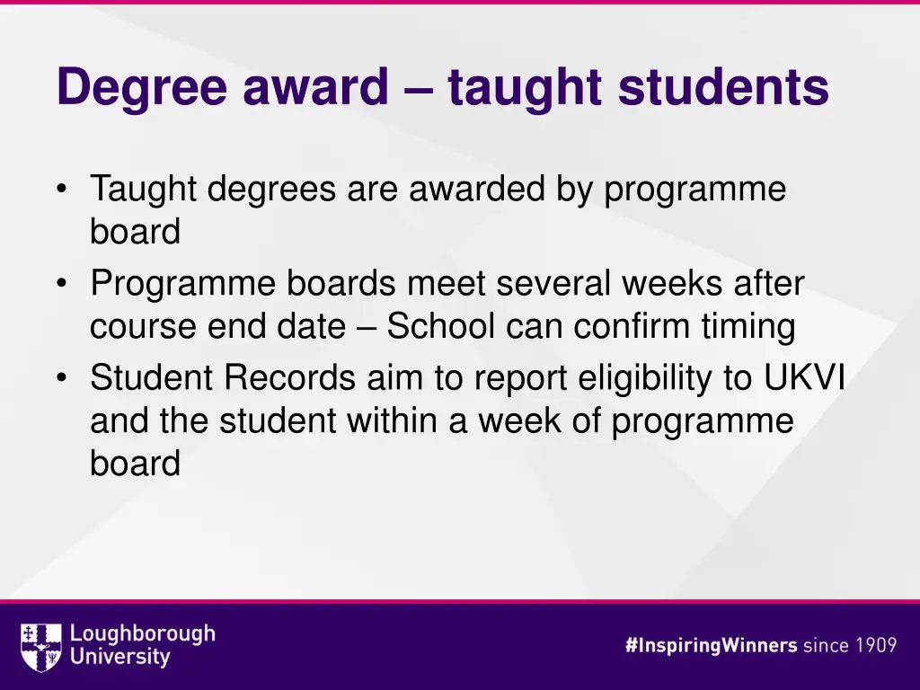 degree award taught students