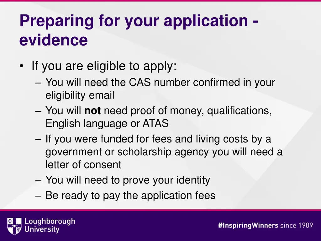 preparing for your application evidence