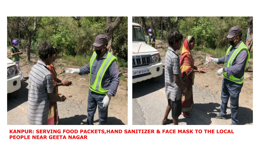 kanpur serving food packets hand sanitizer face 1