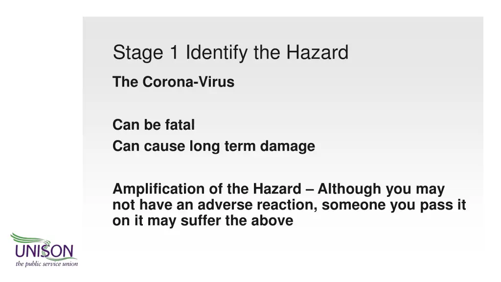 stage 1 identify the hazard