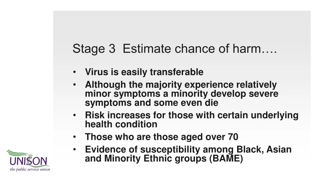 stage 3 estimate chance of harm