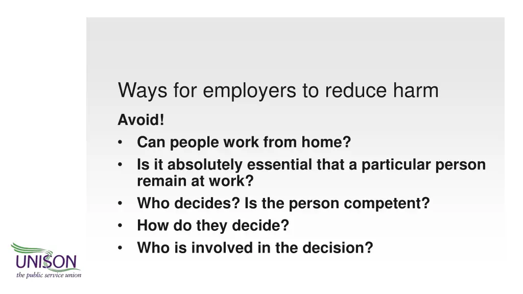 ways for employers to reduce harm