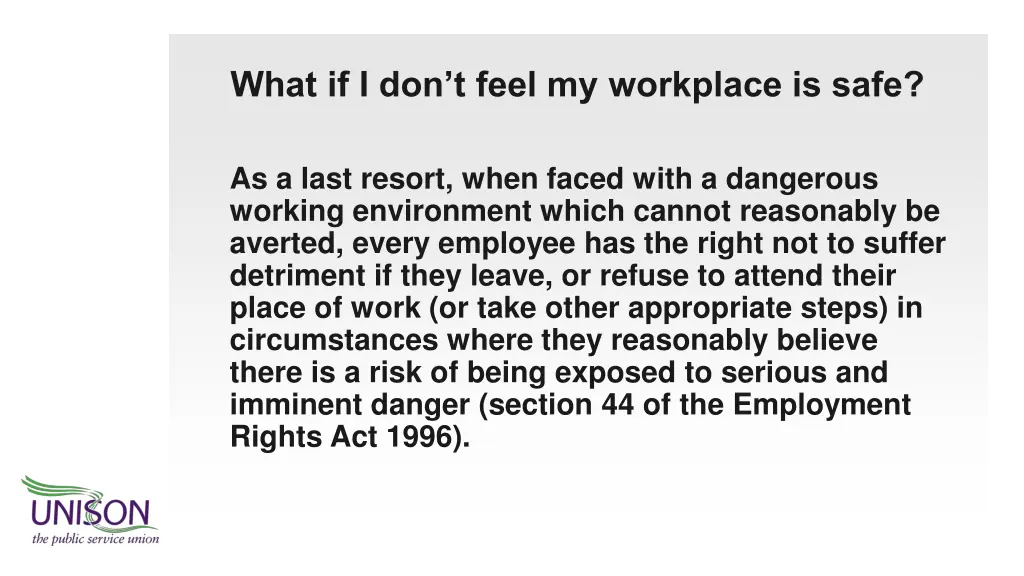 what if i don t feel my workplace is safe 1