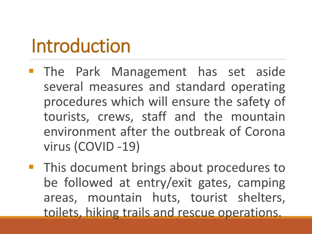 introduction introduction the park management