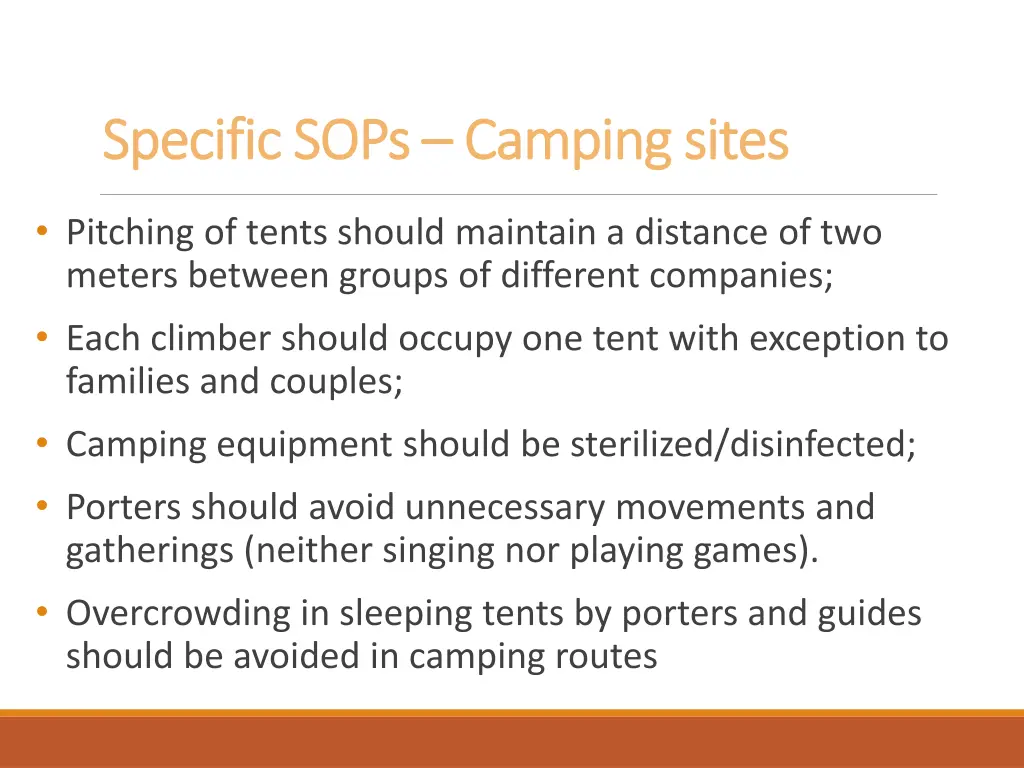 specific sops specific sops camping sites