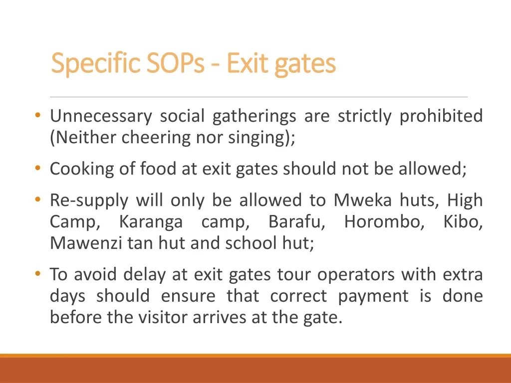 specific sops specific sops exit gates