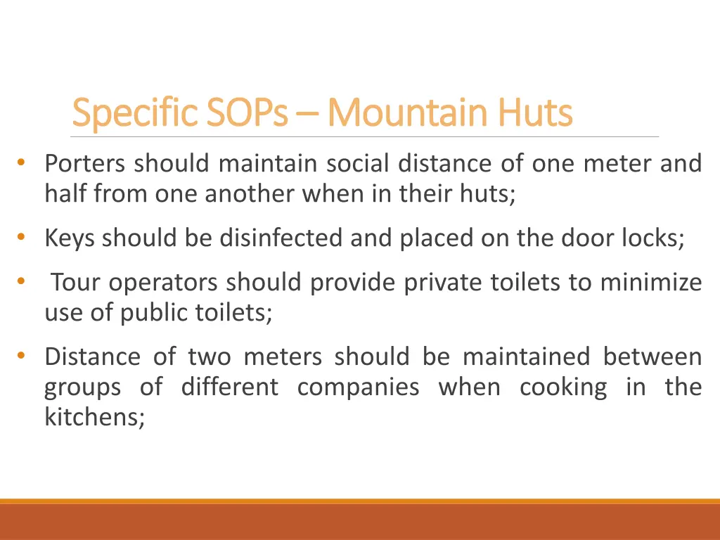 specific sops specific sops mountain huts porters