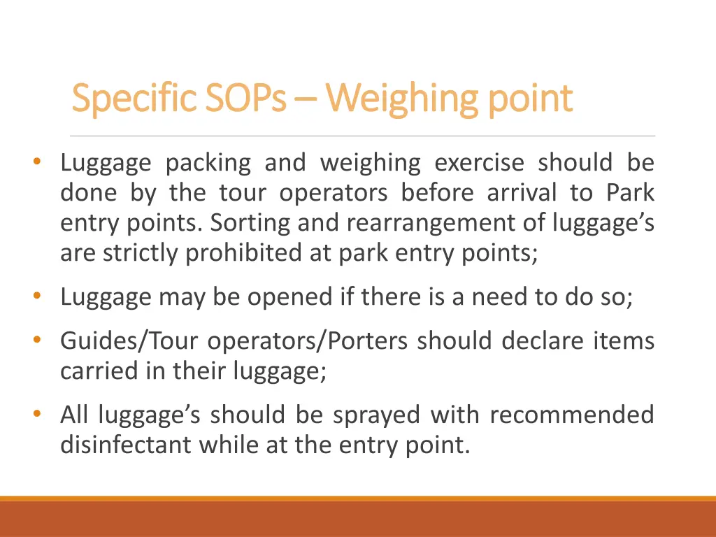 specific sops specific sops weighing point